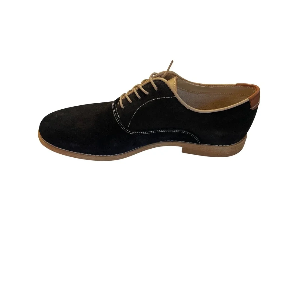 Aldo Mens Black Suede Oxford Dress Shoes Tan Leather Trim Size 8 EU 41 UK 7